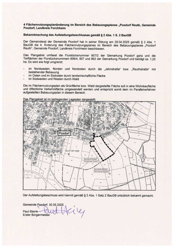 Flächennutzungsplanänderung 30.05.2025